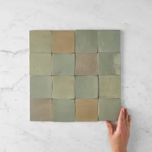 Noosa Gloss Zellige Green Square Tile by TileCloud, 100x100 inches by TileCloud, a Moroccan Look Tiles for sale on Style Sourcebook
