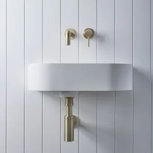 Wall Hung Basin with Wall Mixer Set, Warm Brushed Nickel, Yabby by Yabby, a Basins for sale on Style Sourcebook