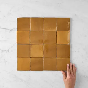 Noosa Gloss Zellige Honey Square Tile by TileCloud, 100x100 inches, Home Decor by TileCloud, a Moroccan Look Tiles for sale on Style Sourcebook