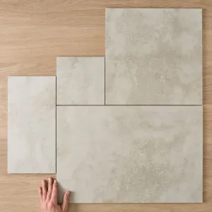 Byron French Pattern Travertine Look Ivory Matte Tile by TileCloud, Suitable for Floors and Walls, Indoor and Outdoor Use by TileCloud, a Patterned Tiles for sale on Style Sourcebook