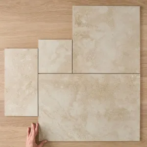 Byron French Pattern Travertine Look Sand Matte Tile by TileCloud, Suitable for Floors and Walls, Indoor and Outdoor Use by TileCloud, a Patterned Tiles for sale on Style Sourcebook