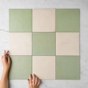 Bronte Checkerboard Sage ; White Tile by TileCloud, Sage and White Porcelain Tile, 1.2m2 by TileCloud, a Porcelain Tiles for sale on Style Sourcebook
