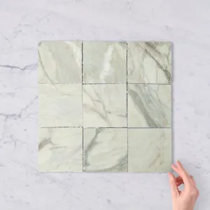 Castle Cove Square Green Marble Look Matte Tile, 150x150mm, Green, Matte Finish, Made-to-Order, TileCloud by TileCloud, a Porcelain Tiles for sale on Style Sourcebook