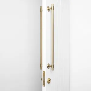 Front Door Double Side Pull Handle with Lock Set in Warm Brushed Nickel by Yabby by Yabby, a Door Hardware for sale on Style Sourcebook