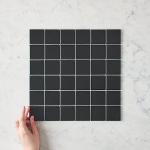 Black Matte Medium Square Tile by TileCloud, Home Decor by TileCloud, a Porcelain Tiles for sale on Style Sourcebook