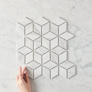 Carrara Matte Mosaic Tile by TileCloud, Oakley Cube Design, for Walls and Floors by TileCloud, a Mosaic Tiles for sale on Style Sourcebook
