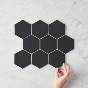 Meadow Springs Matte Black Hexagon Mosaic Tile for Shelving, TileCloud, Matte Black by TileCloud, a Mosaic Tiles for sale on Style Sourcebook