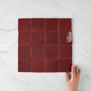 Noosa Gloss Zellige Burgundy Square Tile by TileCloud, 100x100 inches, Home Decor by TileCloud, a Moroccan Look Tiles for sale on Style Sourcebook