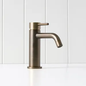 Sydney Short Basin Mixer Antique Brass by Yabby, Single Lever, Stainless Steel, Antique Brass Finish by Yabby, a Bathroom Taps & Mixers for sale on Style Sourcebook
