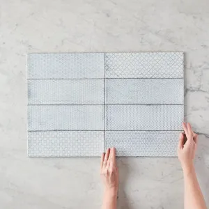 Lennox Head Gloss Blue Pattern Ceramic Tile by TileCloud, 12x12 inches, Home Decor by TileCloud, a Patterned Tiles for sale on Style Sourcebook