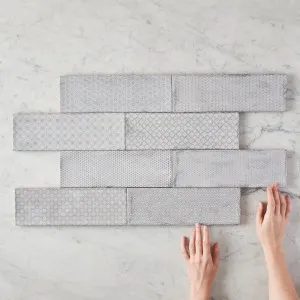 Lennox Head Gloss Grey Pattern Tile by TileCloud, Ceramic Decor, 12 Pattern Variations per Box by TileCloud, a Patterned Tiles for sale on Style Sourcebook