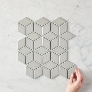 Grey Gloss Mosaic Tile by TileCloud, Oakley Cube Design, 1 Color: Grey by TileCloud, a Mosaic Tiles for sale on Style Sourcebook