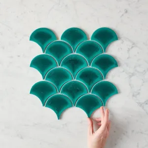 Coral Bay Gloss Teal Fish Scale Tile by TileCloud, Porcelain, 1 Color: Teal by TileCloud, a Porcelain Tiles for sale on Style Sourcebook