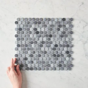Grey Mix Gloss Penny Round Mosaic Tile by TileCloud, Home Decor by TileCloud, a Mosaic Tiles for sale on Style Sourcebook