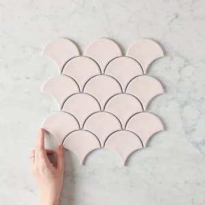 Coral Bay Gloss Pink Fish Scale Tile by TileCloud, Porcelain, Pink by TileCloud, a Porcelain Tiles for sale on Style Sourcebook