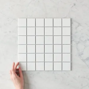 Haddon White Gloss Medium Square Tile by TileCloud, Home Decor by TileCloud, a Porcelain Tiles for sale on Style Sourcebook