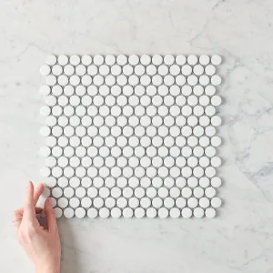 White Penny Round Mosaic Tile by TileCloud, Porcelain, Matte Finish by TileCloud, a Porcelain Tiles for sale on Style Sourcebook