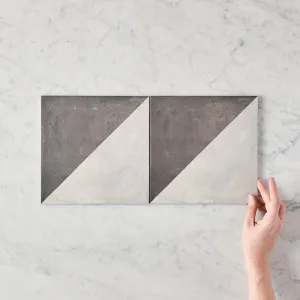 Neds Beach Encaustic Look Square Tile, Charcoal and White Porcelain, TileCloud by TileCloud, a Porcelain Tiles for sale on Style Sourcebook