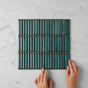 Coogee Antique Green Mosaic Tile by TileCloud, Glossy Finish, Ideal for Kitchen Splashbacks and Bathroom Walls by TileCloud, a Mosaic Tiles for sale on Style Sourcebook