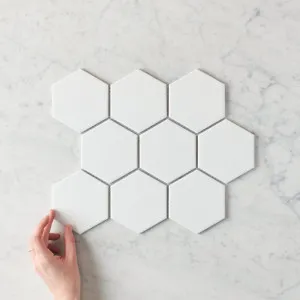 Matte White Hexagon Mosaic Tile by TileCloud, Porcelain, Home Decor by TileCloud, a Porcelain Tiles for sale on Style Sourcebook