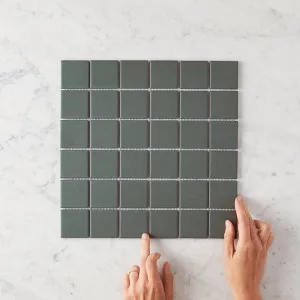 Haddon Green Matte Medium Square Tile for Shelving, Green, TileCloud by TileCloud, a Porcelain Tiles for sale on Style Sourcebook