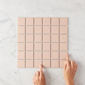 Haddon Pink Matte Medium Square Tile by TileCloud, Home Decor by TileCloud, a Porcelain Tiles for sale on Style Sourcebook