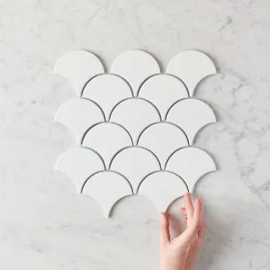 Matte White Fish Scale Tile by TileCloud, Coral Bay Design, Porcelain, White by TileCloud, a Porcelain Tiles for sale on Style Sourcebook