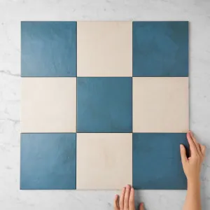 Bronte Checkerboard Blue ; White Porcelain Tile by TileCloud, 1.2m2 by TileCloud, a Porcelain Tiles for sale on Style Sourcebook