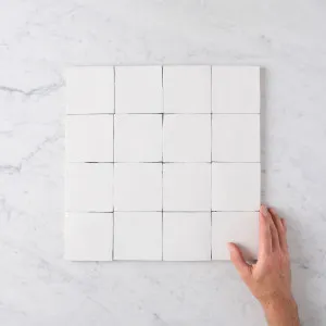 Noosa Gloss Zellige White Square Tile by TileCloud,  Handcrafted Glossy Finish, White by TileCloud, a Moroccan Look Tiles for sale on Style Sourcebook