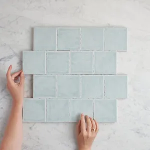 Newport Gloss Sky Blue Small Square Tile by TileCloud, Home Decor by TileCloud, a Porcelain Tiles for sale on Style Sourcebook