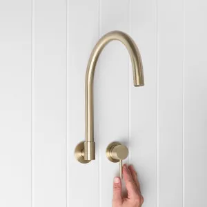 Sydney Swivel Spout + Wall Mixer Warm Brushed Nickel by Yabby, Wall-Mounted, 180-Degree Swivel, Bathroom Accessory by Yabby, a Bathroom Taps & Mixers for sale on Style Sourcebook