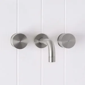Sydney Wall Spout + Round Taps Stainless Steel for Bathroom, Yabby by Yabby, a Bathroom Taps & Mixers for sale on Style Sourcebook