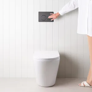 Angled In-Wall Toilet With Round Matte Black Buttons for Yabby by Yabby, a Toilets & Bidets for sale on Style Sourcebook