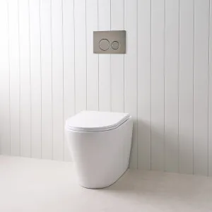 Angled In-Wall Toilet With Round Gunmetal Buttons for Bathroom, Yabby Brand by Yabby, a Toilets & Bidets for sale on Style Sourcebook