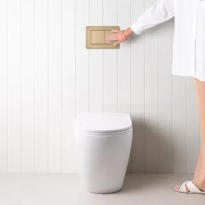 Curved In-Wall Toilet With Rectangle Warm Brushed Nickel Buttons for Bathroom, Yabby by Yabby, a Toilets & Bidets for sale on Style Sourcebook