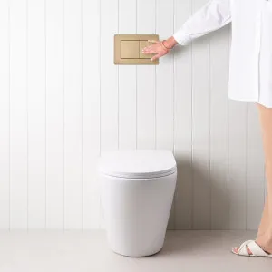 Angled In-Wall Toilet With Rectangle Warm Brushed Nickel Buttons for Bathroom, Yabby by Yabby, a Toilets & Bidets for sale on Style Sourcebook
