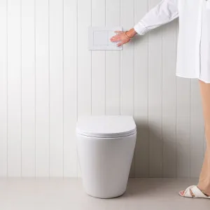 Angled In-Wall Toilet With Rectangle Matte White Buttons for Bathroom, Yabby Brand by Yabby, a Toilets & Bidets for sale on Style Sourcebook