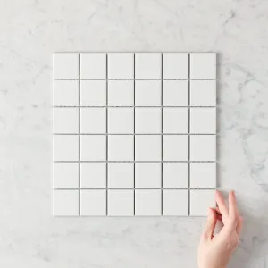 Haddon White Matte Medium Square Tile by TileCloud, Home Decor by TileCloud, a Porcelain Tiles for sale on Style Sourcebook