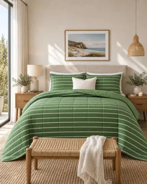 Stripe Green Coverlet Set by null, a Quilt Covers for sale on Style Sourcebook