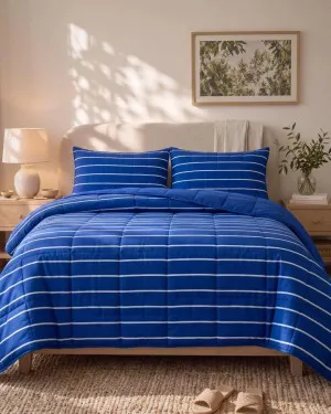 Stripe Bright Navy Coverlet Set by null, a Quilt Covers for sale on Style Sourcebook