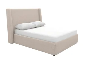 Wing Leo Bed Boucle Pumice Queen by James Lane, a Beds & Bed Frames for sale on Style Sourcebook