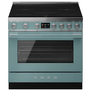 Smeg 90cm Portofino Induction Pyrolytic Freestanding Oven Emerald Green CPF90I1PEG2 by Smeg, a Cooktops for sale on Style Sourcebook