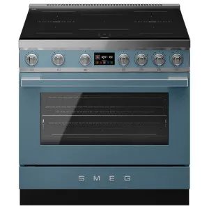 Smeg 90cm Portofino Induction Pyrolytic Freestanding Oven Storm Blue CPF90I1PSB2 by Smeg, a Cooktops for sale on Style Sourcebook