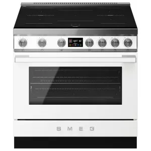 Smeg 90cm Portofino Induction Pyrolytic Freestanding Oven White CPF90I1PWH2 by Smeg, a Cooktops for sale on Style Sourcebook