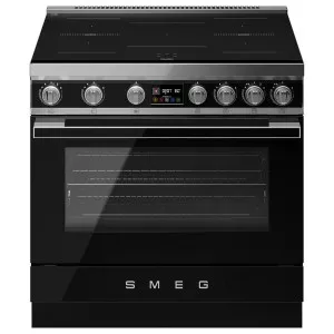 Smeg 90cm Portofino Induction Pyrolytic Freestanding Oven Black CPF90I1PBL2 by Smeg, a Cooktops for sale on Style Sourcebook
