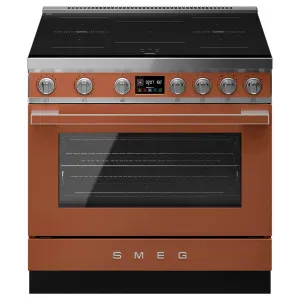Smeg 90cm Portofino Induction Pyrolytic Freestanding Oven Amber Clay CPF90I1PAC2 by Smeg, a Cooktops for sale on Style Sourcebook