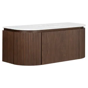 Cadence 1200mm Carrara Marble Top Wall Hung Vanity, Walnut by Schots, a Vanities for sale on Style Sourcebook