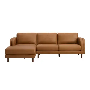 Lila Leather Left Chaise Sofa - Grange Tan by Lounge Lovers, a Sofas for sale on Style Sourcebook
