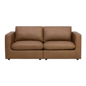 Hudson Mini Leather 3 Seat Sofa - Tuscany Tan by Lounge Lovers, a Sofas for sale on Style Sourcebook
