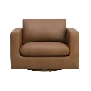 Hudson Mini Leather Swivel Armchair - Tuscany Tan by Lounge Lovers, a Chairs for sale on Style Sourcebook